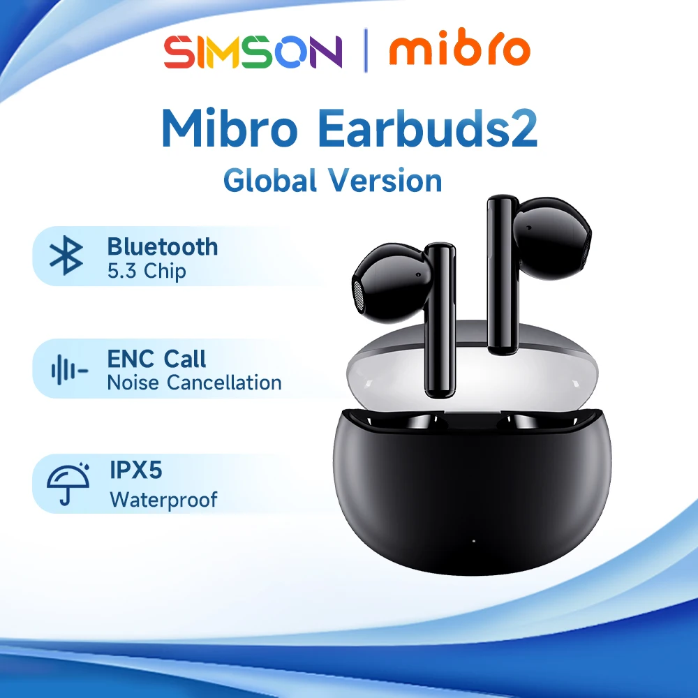 

Mibro Earbuds 2 Earphone TWS Bluetooth 5.3 IPX5 Waterproof ENC HD Call HiFi Touch Control Noise Reduction Wireless Headphone