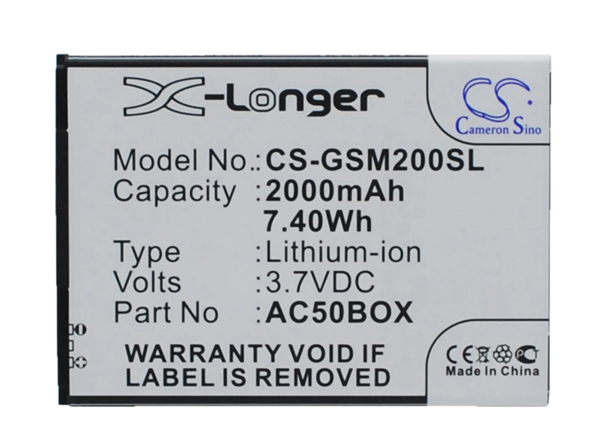 

CS 2000mAh / 7.40Wh battery for ArcMoile Velocity
