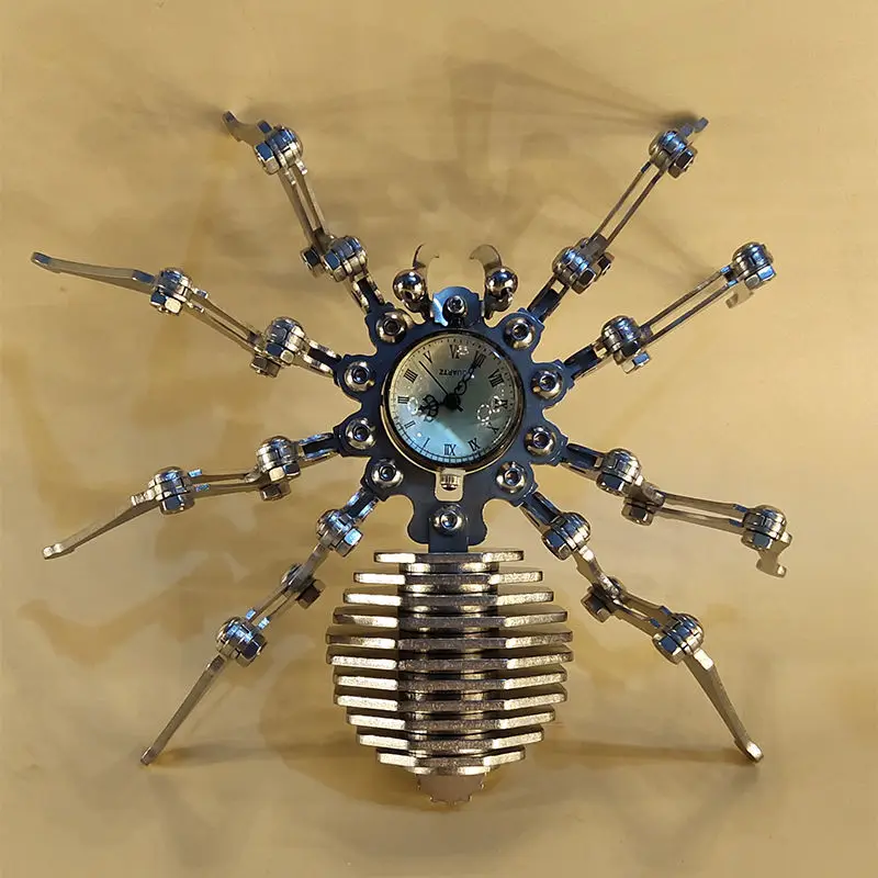 Robot spider stainless steel punk iron insect model manual diy finished product creative special gift mechanical clock | Дом и сад