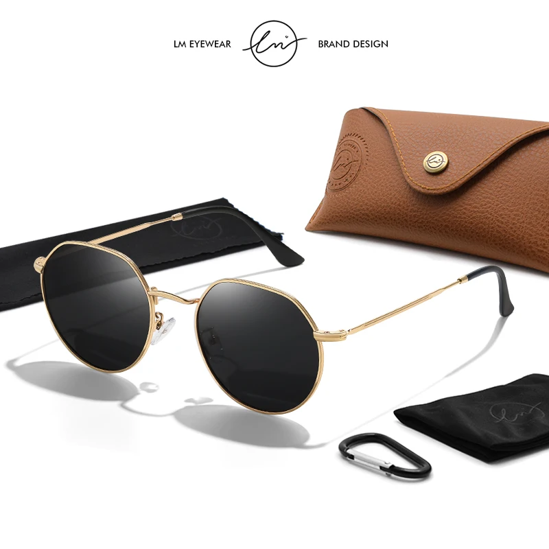 LM Retro Polarized Women Round Sunglasses Men Ultra-light Metal Sun Glasses Driving UV400 Fashion Unisex Eyewear gafas de sol