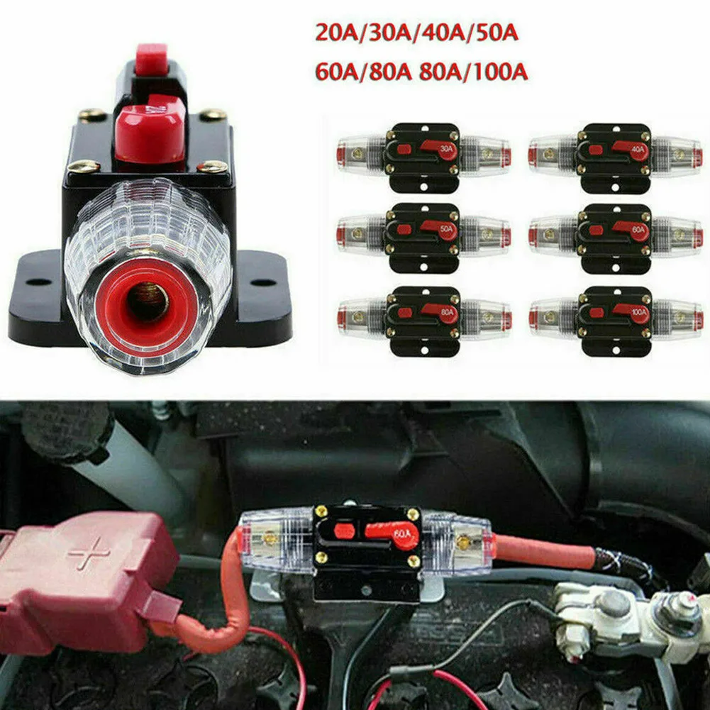 

Circuit Breaker Reset Switch Fuse 20-150AMP Trip 12V DC Car Audio Solar Energy Inline Circuit Breaker Fuse Holder Isolat Switch