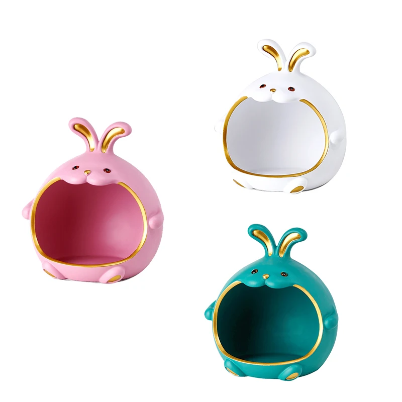 

Creative Resin Big Mouth Rabbit Storage Box Multi-Purpose Living Room Entrance Decoration Candy Storage Box Gift