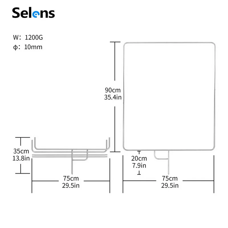 Selens портативный съемный 75x90 см из нержавеющей стали флаг панель отражатель