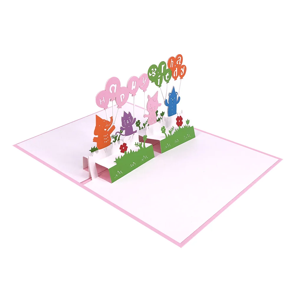

Winpsheng Custom design laser card 3d birthday party pop up card invitation gift greeting cards