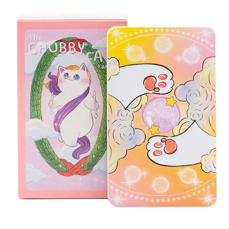 

78pcs Chubby Cat Tarot Cards Full English Version Classic Traditional Tarot Deck Fortune Telling Divination Board Deck Game