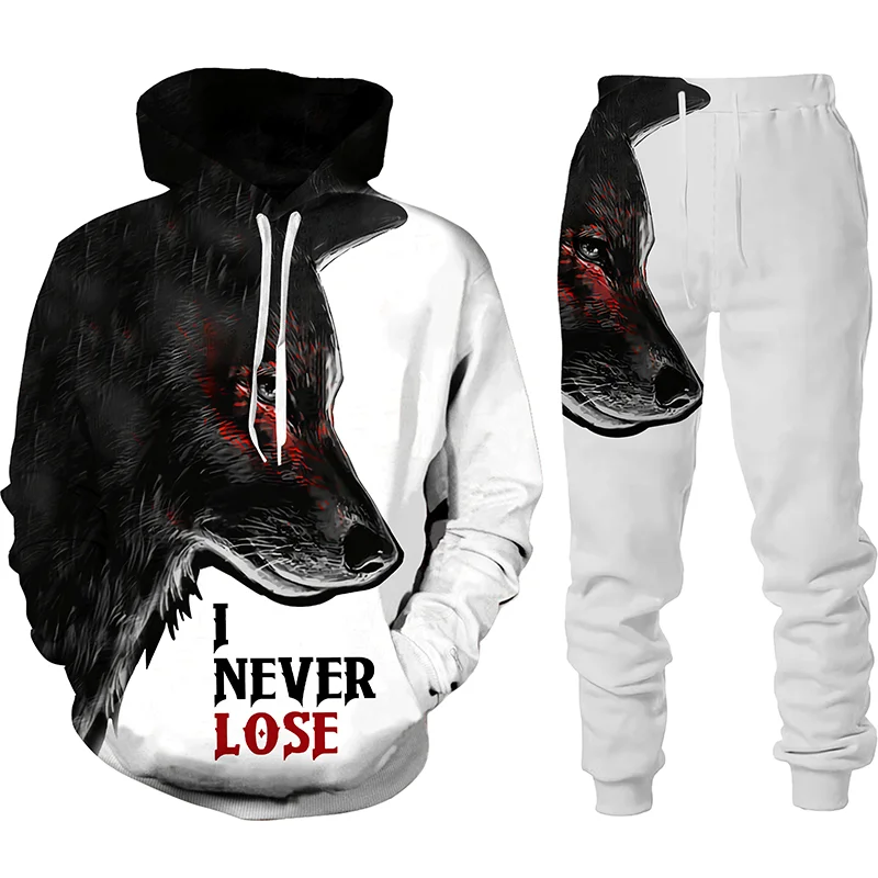 

Wolf 3d Printed Hoodie Pants Suits Men Tracksuit Autumn Winter Casual Sweashirt Pullover Male Set Fashion Men's Clothing Suit