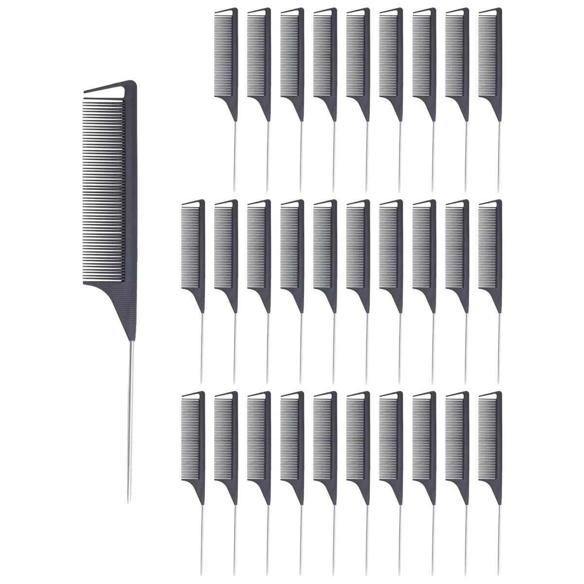 30-компонентная расческа с пробором для косичек крысиным хвостом стальная