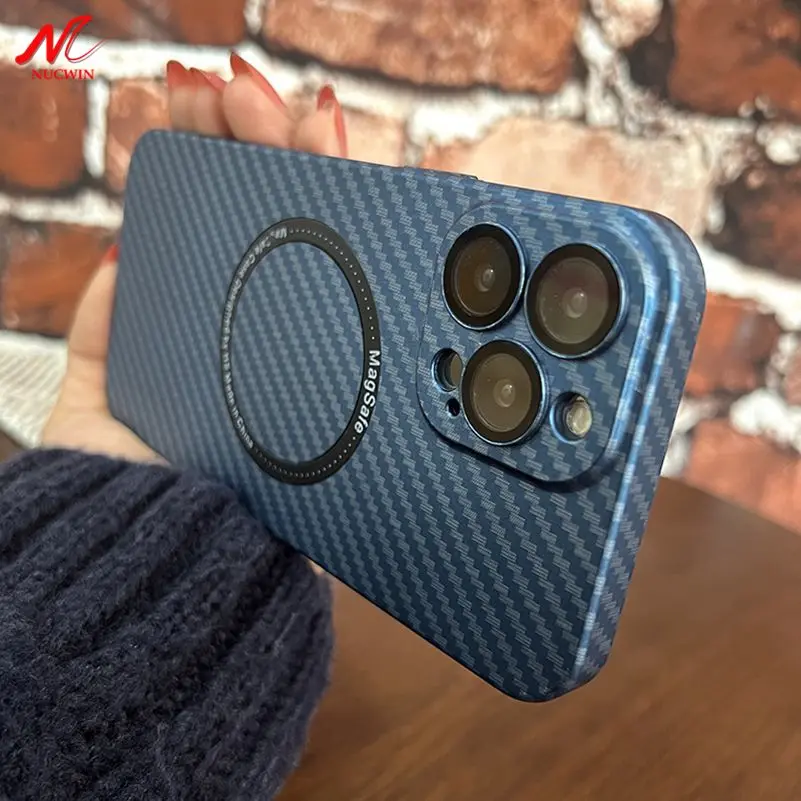 

Модный чехол из углеродного волокна для iPhone 13 Pro Max Magsafe, Магнитный чехол для iPhone 12 Pro 13Pro Max, защитный чехол для стеклянной камеры