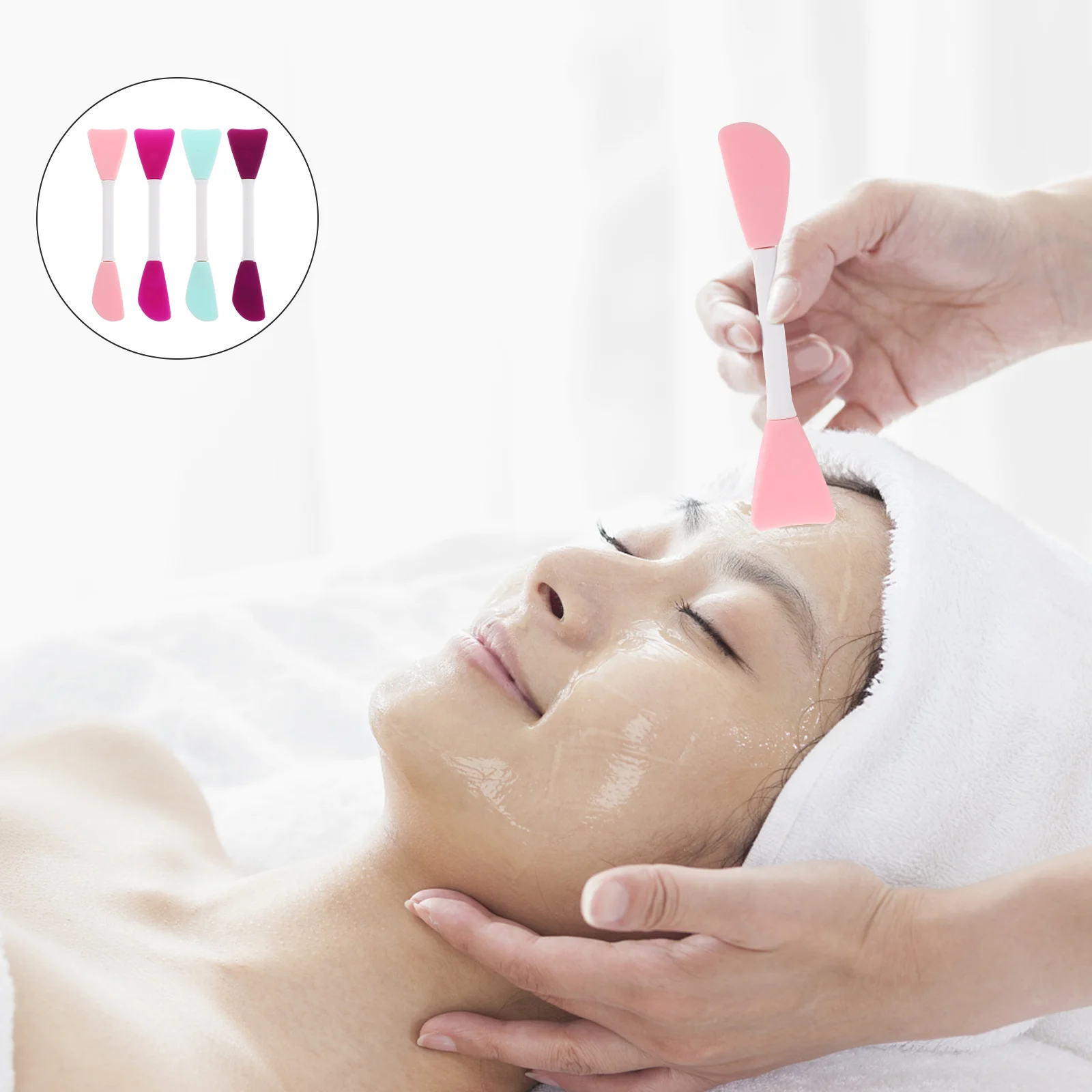 

4 Pcs Spa Sets Women Eyeshadow Brushes Masks Applicator Mud Foundation Silicone