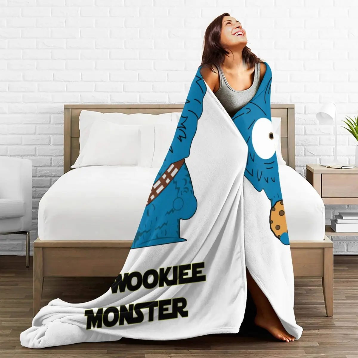 Одеяла The Wookiee Monster Улица Сезам Cookie фланелевое дышащее одеяло для кресла