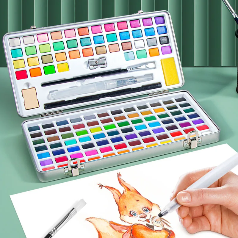 

128 Colors Portable Solid Pigment Watercolor Manicure Nail Drawing DIY Painting Kit Glitter Watercolor Paint Decor Nail Pigment