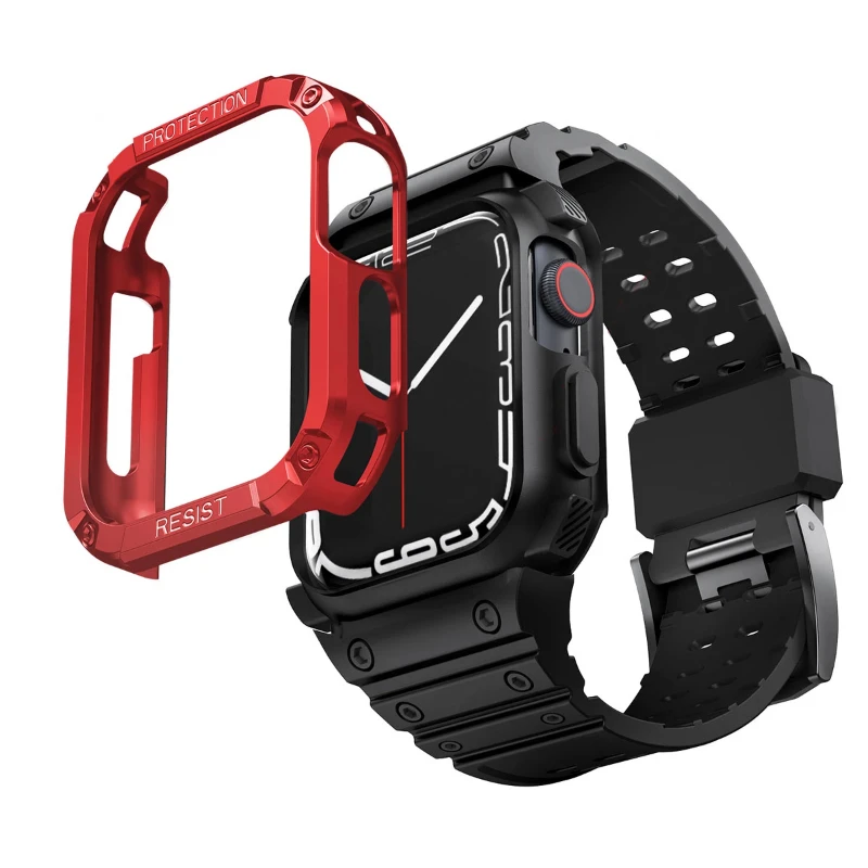 Silicone Strap+Case For Apple Watch Band 41mm 45mm 44mm 42mm Water Proof Protective Cover For iWatch Band Series 8 7 SE 6 5 4 3