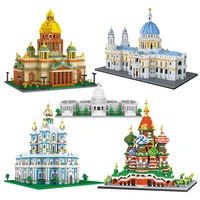 mini building blocks famous scenic spot issa kyiv cathedral white house 3d city street view model assembled toy brick gift