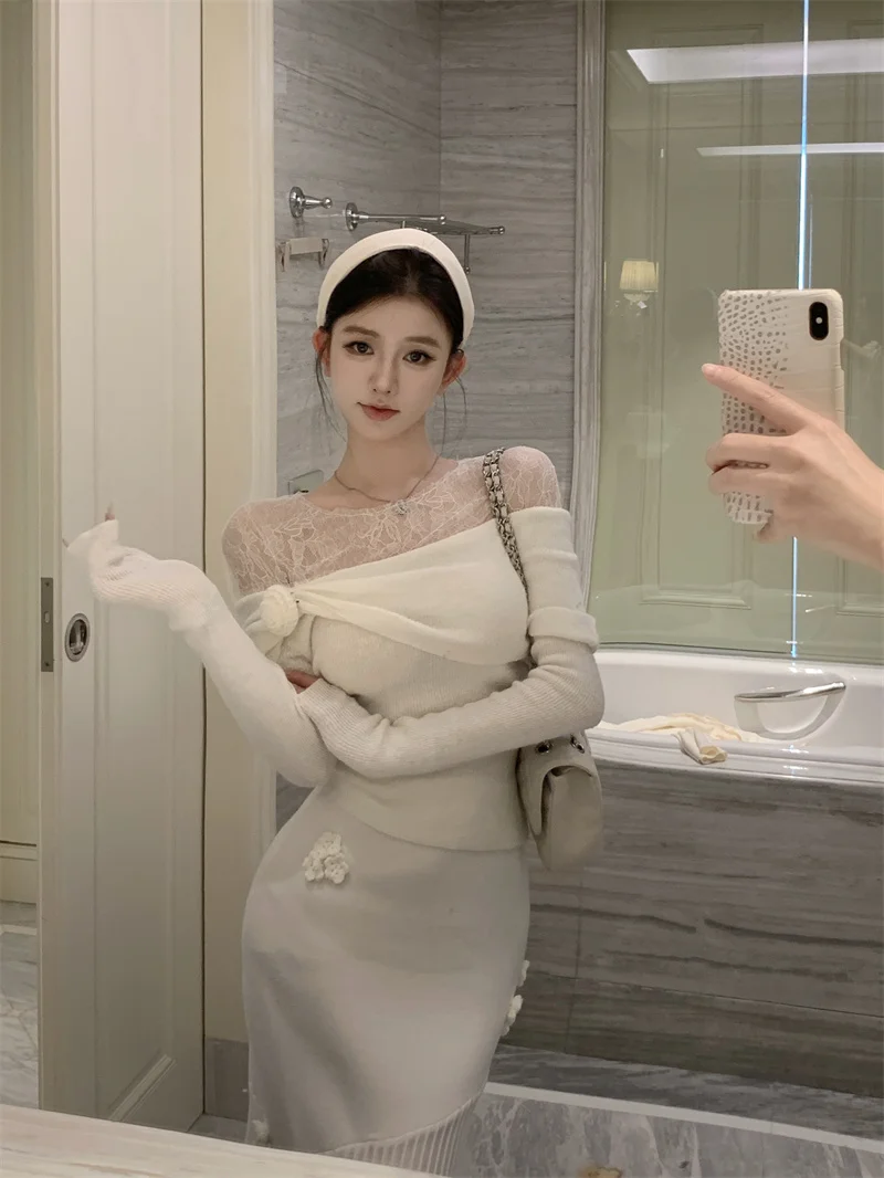 Модные элегантные женские комплекты из 2 предметов прозрачное кружево в стиле