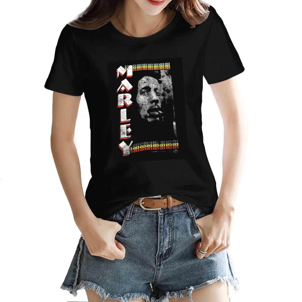 

Find 1995 Bobs and Marley Music Inc Bob Smoking Spliff Double Sided Marley Vintage Women's T-shirt Novelty Black Cool Tops Tees