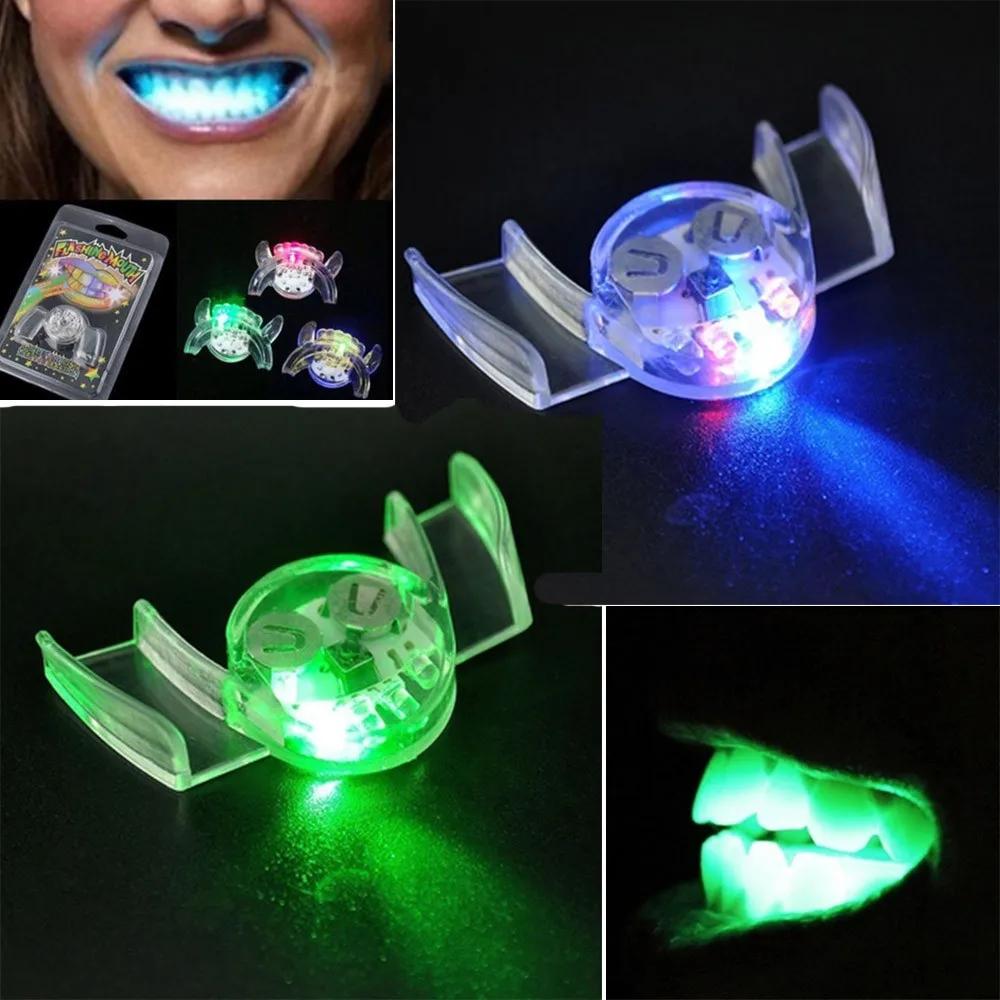 

1PCS Halloween Party Glow LED Teeth Flashing LED Light Up Mouth Braces Piece Glow Teeth Halloween Party Rave Glow Party Supplies