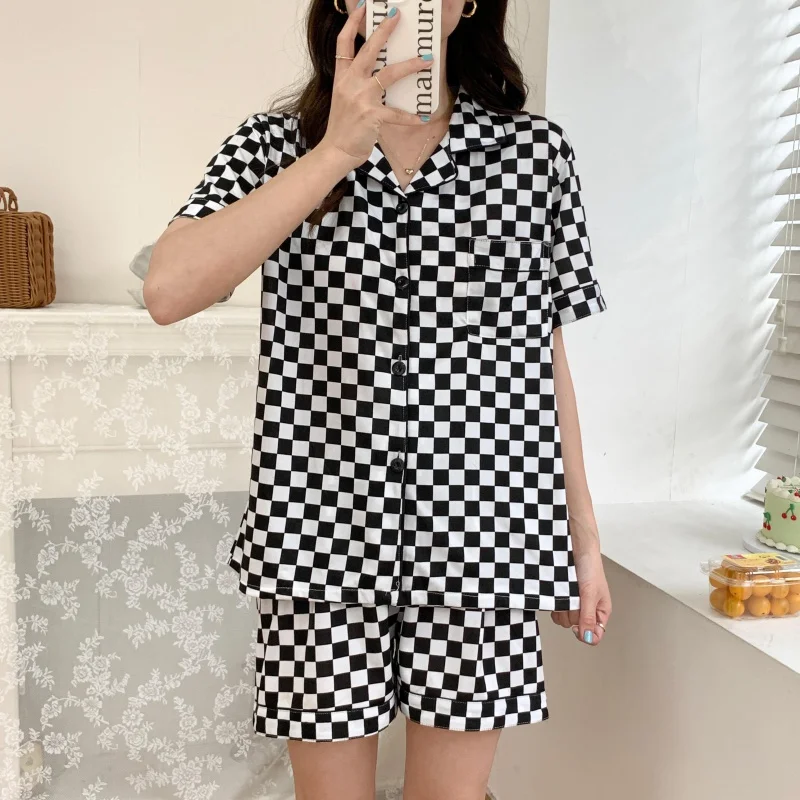 

Женская пижама 5001 # двойная короткая с открытой грудью молочная шелковая модная Домашняя одежда M L XL XXLCode