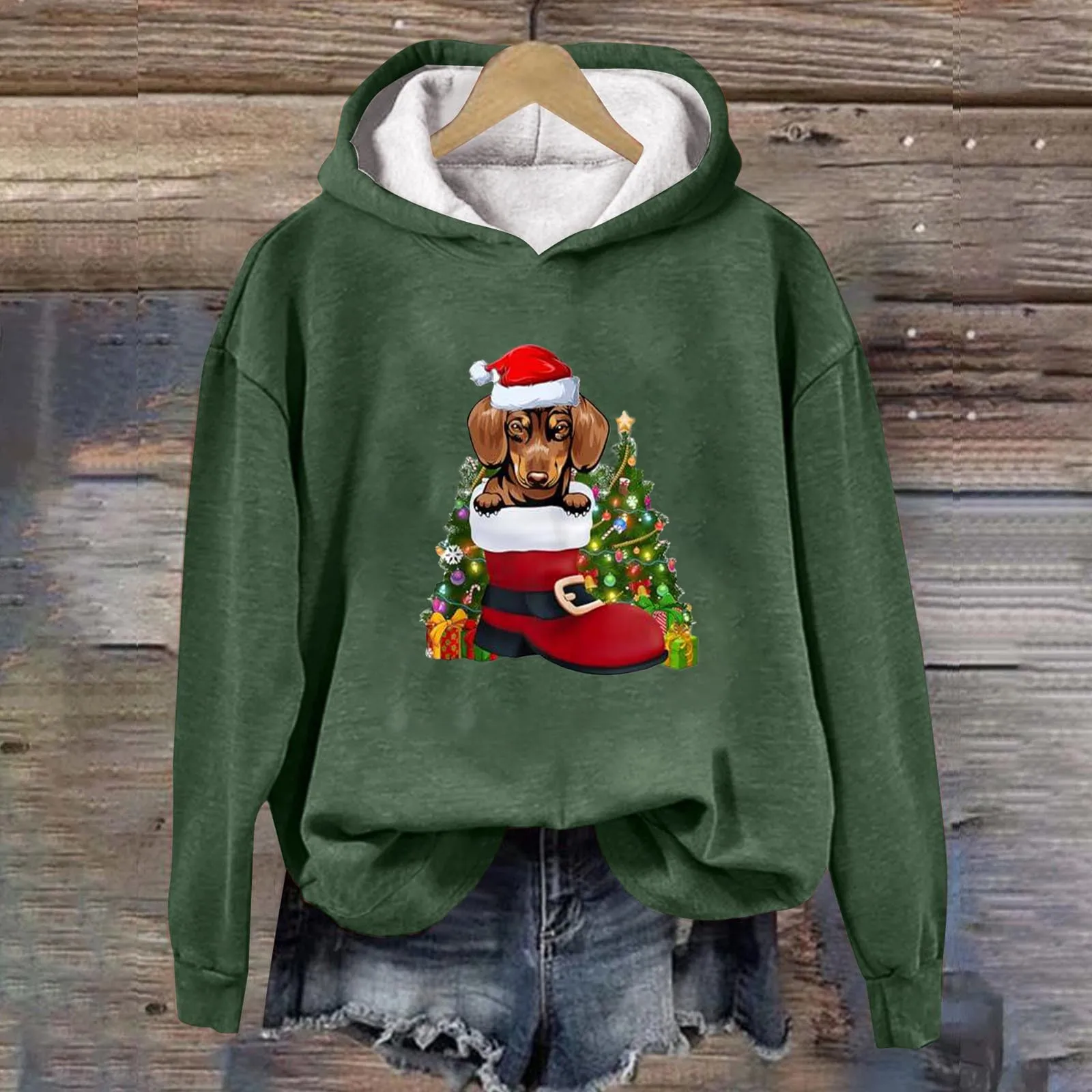 

Повседневная Рождественская Толстовка с капюшоном с рождественским принтом, женская одежда, Теплый Зимний пуловер с длинным рукавом, топы, толстовки, женские толстовки