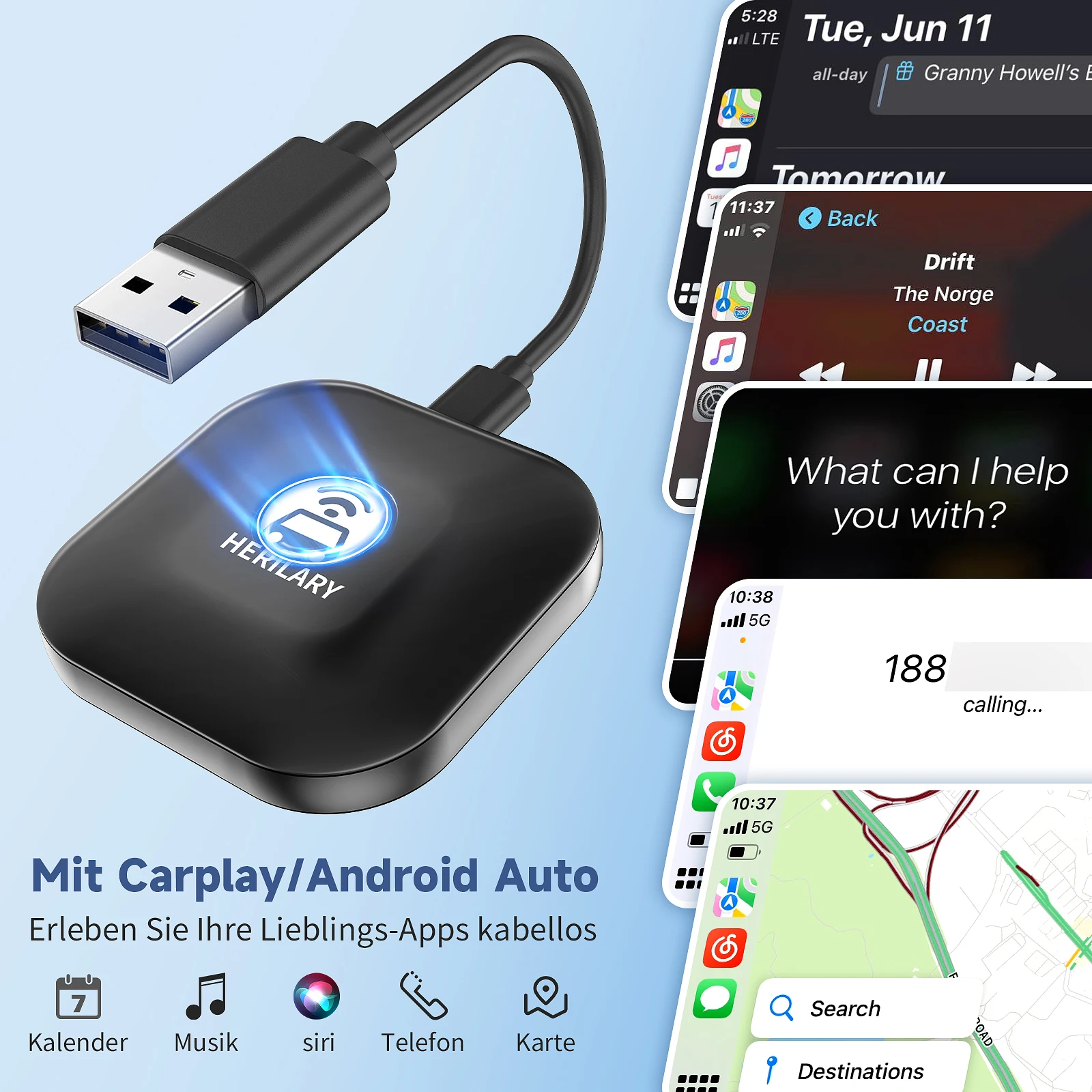Leranda C1S/C6SE Беспроводной Apple Carplay/Android Auto Box/Беспроводной автомобильный ключ для CarPlay
