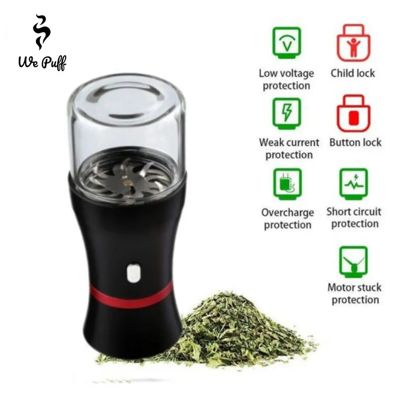 

WE PUFF LTQ Electric Dry Herb Grinder With Spice Storage Jar 1100mAh Battery High Speed Tobacco Grinders for Smoking Accesoires