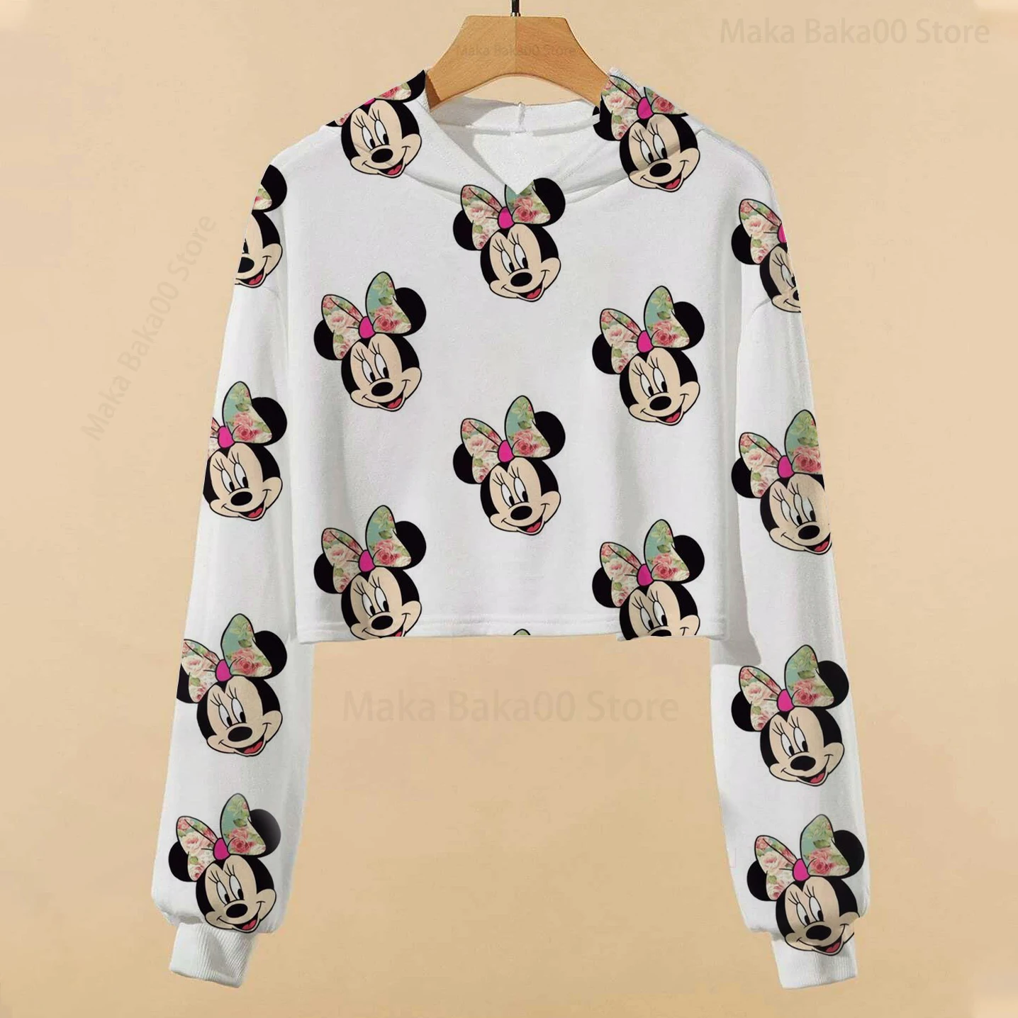 Купи Disney Minnie Kids Hooded Sweatshirt Long Sleeve Cartoon Print Sweatshirt Top Children's Casual Cute Children's Clothing за 150 рублей в магазине AliExpress