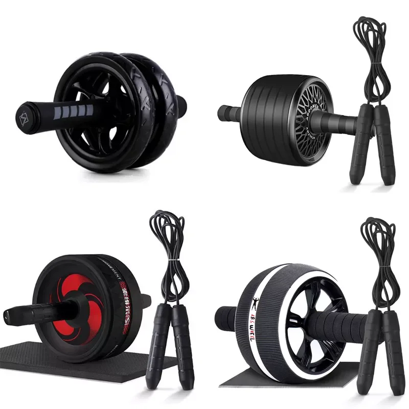 Fashion Ab Roller & Jump Rope No Noise Abdominal Wheel Ab Roller with Mat For Arm Waist Leg Exercise Gym Fitness Equipment