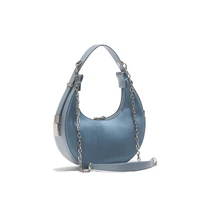 jiomay women shoulder bag 2022 fashion denim designer purses and handbag ladies simple solid color chain half moon crossbody bag