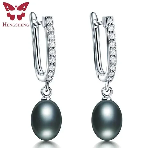 Серебряные серьги-капли HENGSHENG с жемчугом 7-8 мм