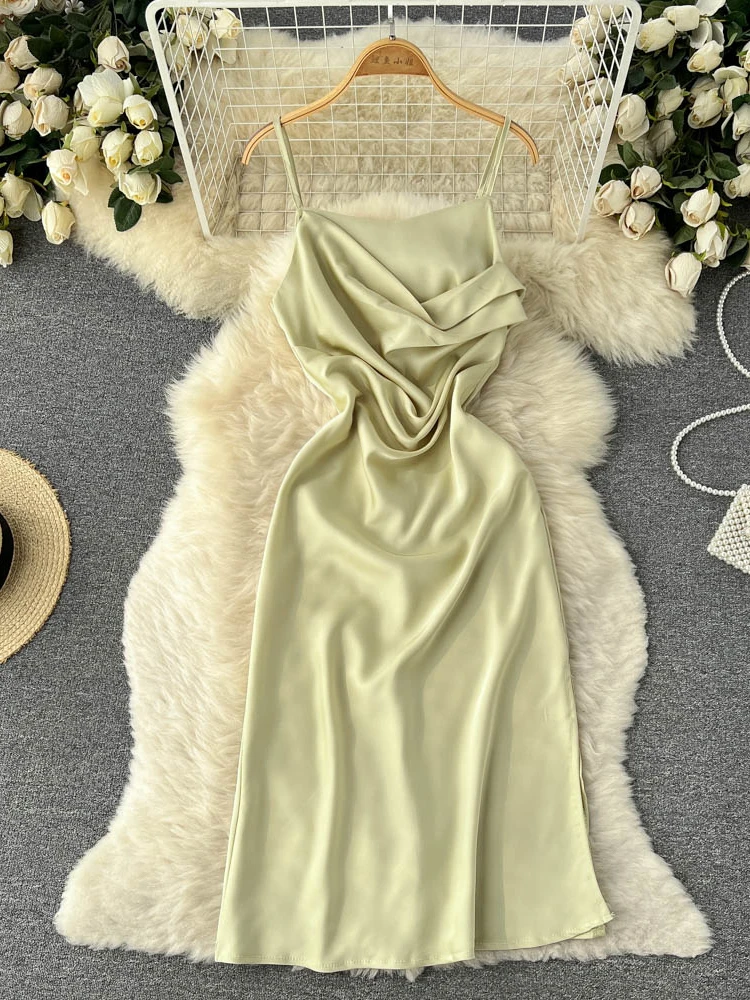 

Hikigawa Chic Fashion Woman Stain Irregular Sexy Slim Waist Slip Dresses For Women Streetwear Vintage Slimming Vestidos Mujer