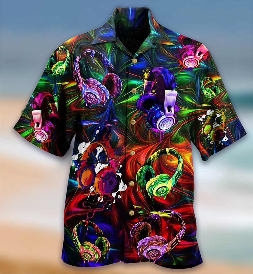 

2023 Men's Hawaiian Shirts Single Breasted Shirts men 3d Music Animal Print Cool Men's Shirts Casual Loose Tops Short Sleeves