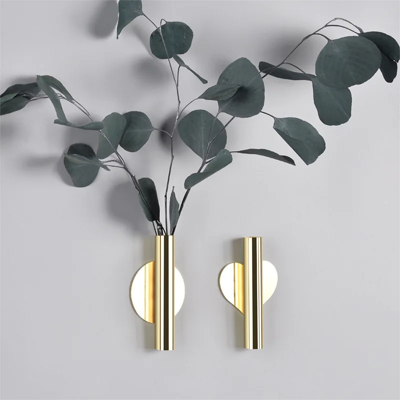 

Wall Vase Without Punching Wall Flower Tube Metal Hanging Vase Living Room Porch Creative Simple Flower Artistic Home Decoration