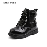 childrens martin boots girls black pu leather boots 2022 autumn new boys british style kid short boots baby buckle single shoes