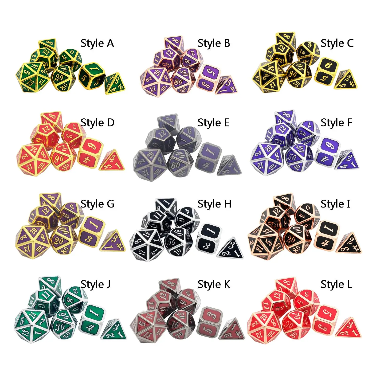 

Metal Polyhedral Dice 7Pcs Set Portable Aluminum Alloy for Teaching Projects