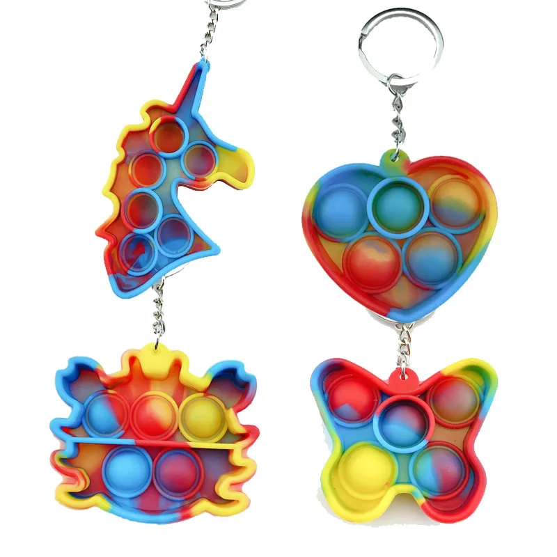

Игрушки-антистресс Tie Dye с пузырьками, силиконовые мини-Брелоки-Поппер, сенсорные Ручные игры, снятие стресса для взрослых и детей, подарки