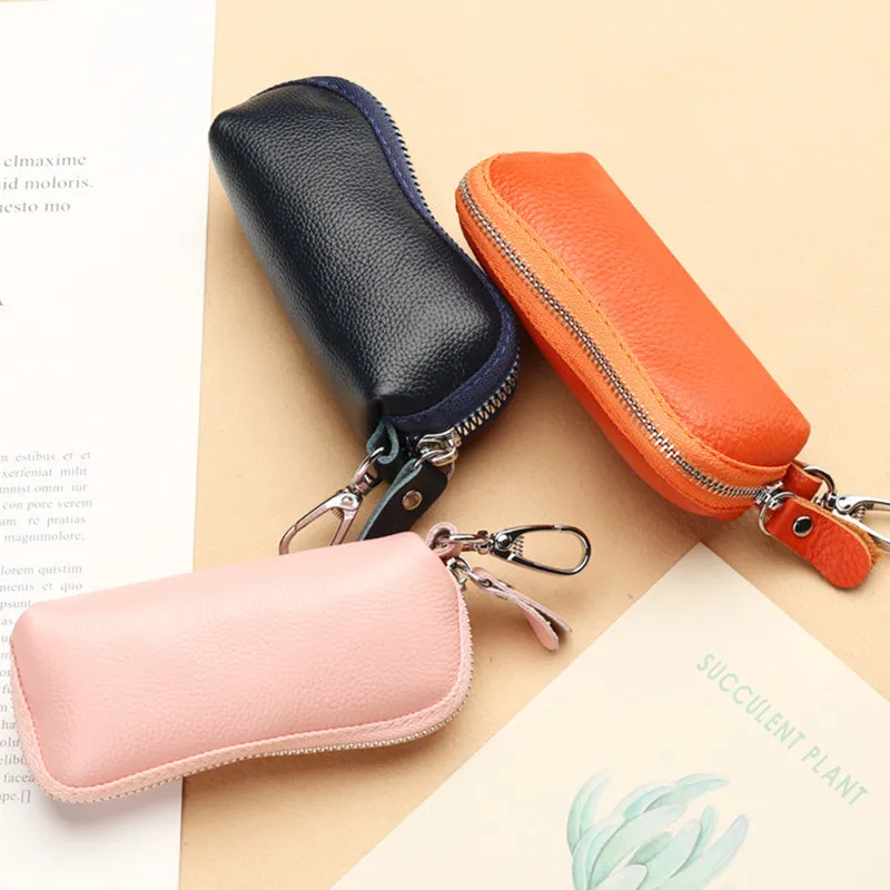 

Pouch Housekeeper Men's Wallet Peanut Holder Organizer Leather Car Zipper Key Keychain Waist Key Key Purse Covers Hanging Real