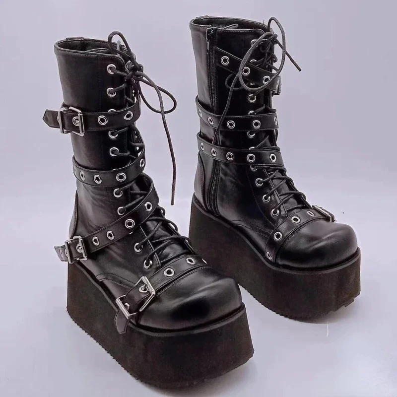 

Women Boots Cosplay Mid-calf Boots High Platform Wedges Boots 2023 New Designer Gothic Shoes for Women Botas Comfy Women Boots