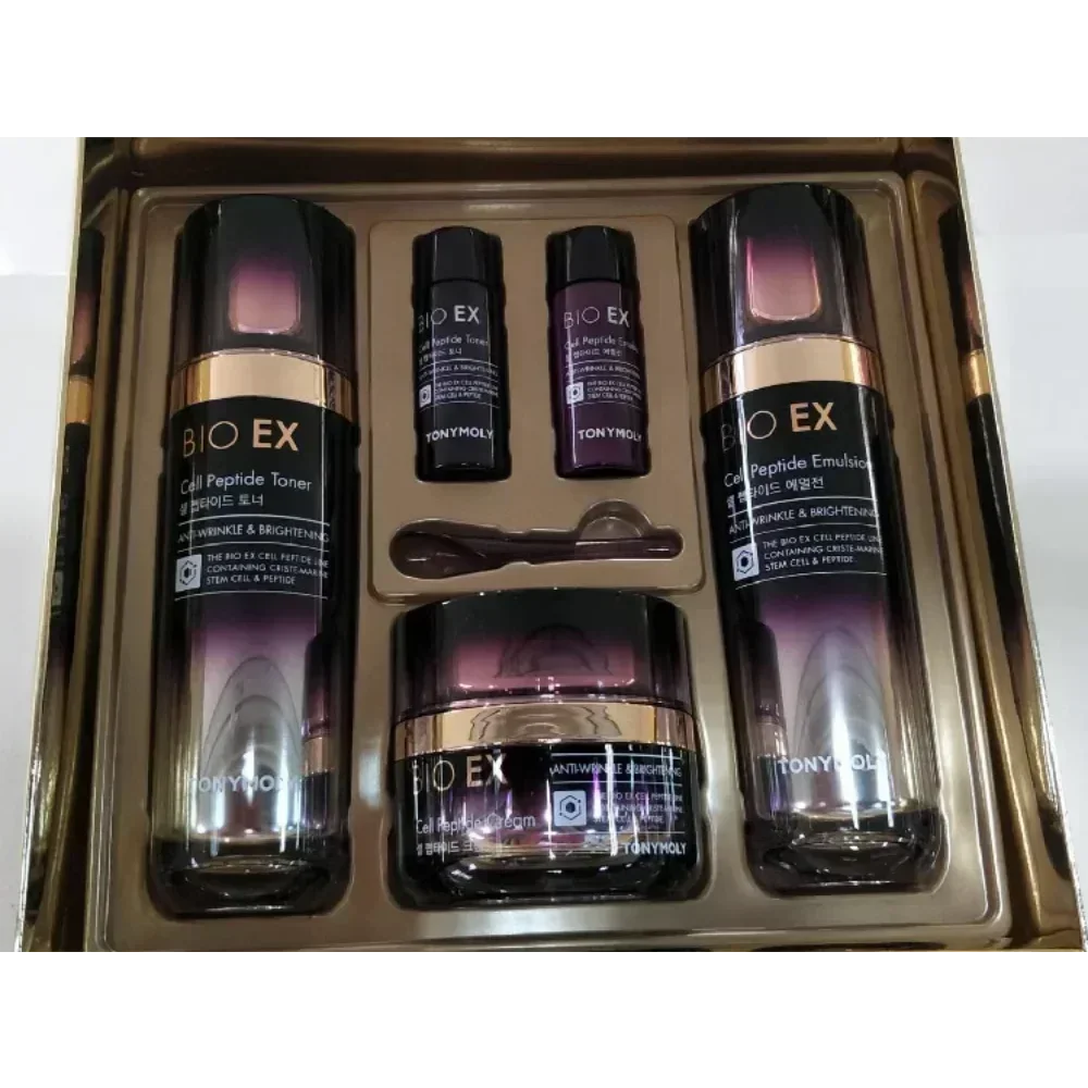 Фото Корейский тонеполи BIO EX Cell Peptide Toner, крем-эмульсия, осветляющий, укрепляющий, против старения, против морщин, увлажняющий набор для ухода за кожей №1