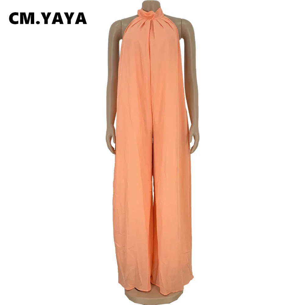 Женский комбинезон без рукавов CM.YAYA свободный пляжный с открытой спиной лямкой