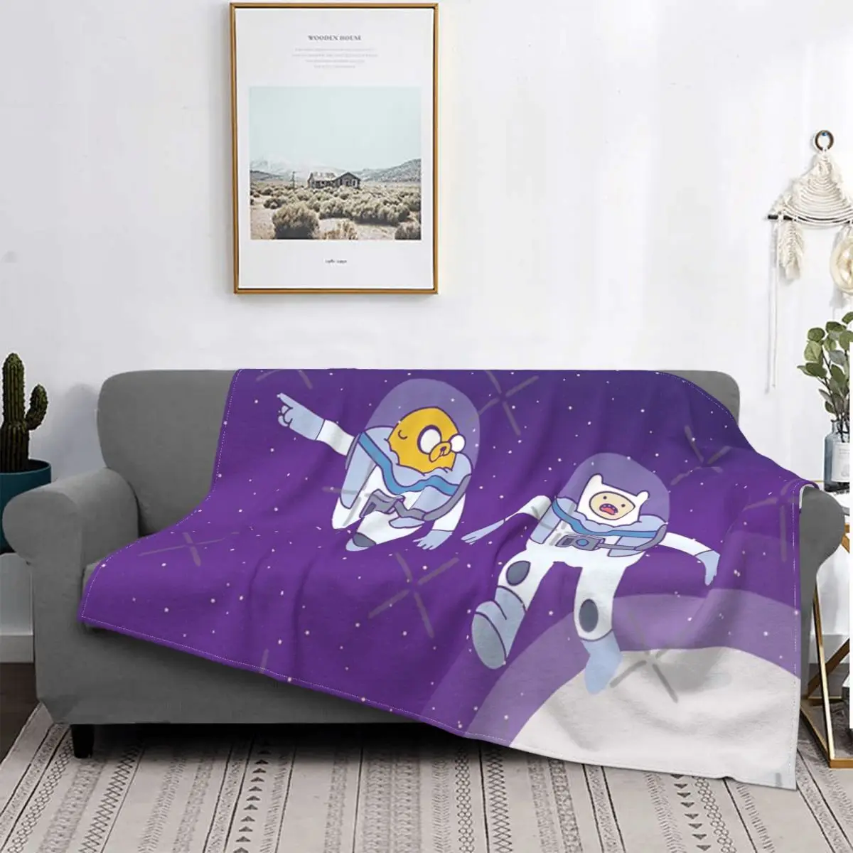 Manta Space Adventure Time para bebé, a cuadros para cama colcha, edredones...