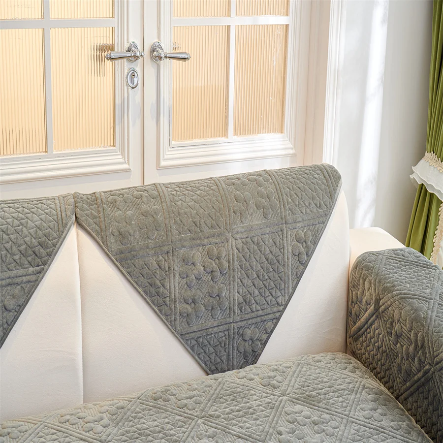 Нескользящий чехол для L-образного дивана: защитный из твердого полиэстера и