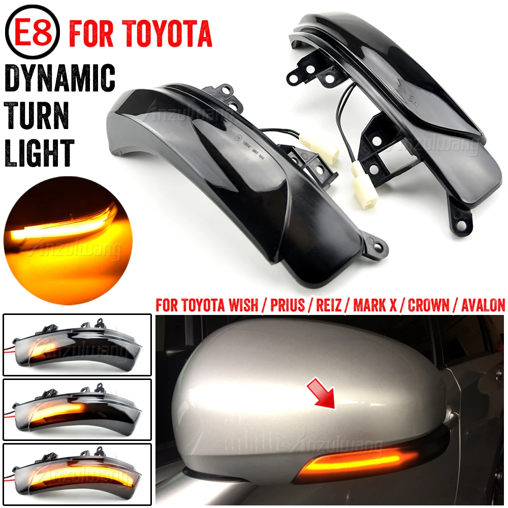 

2PCS LED Dynamic Turn Signal Light For Toyota Camry Prius REIZ Wish Mark X Crown Avalon IQ EQ EV SAI MAJESTA 2008 2009-2015