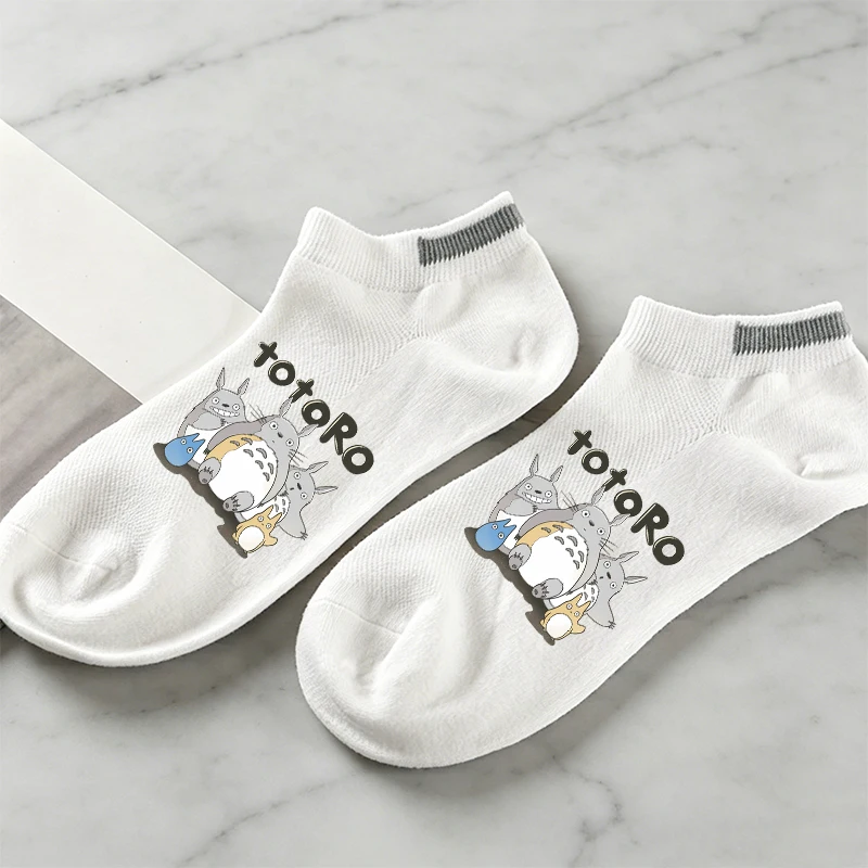 Фото Женские носки-невидимки Totoro, дышащие, из мягкого хлопка, набор для женщин, аниме-носки с мультяшными персонажами, весенне-осенние, милые носки, подарок на день рождения №3