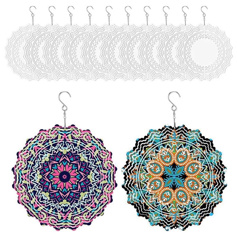 

6Pack 10 Inch Blanks 3D Wind Spinners Hanging Wind Sculpture For Outdoor Garden Yard Decoration