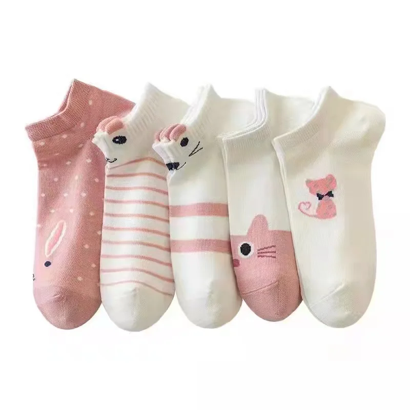 10 Pair Cute Summer Short Ankle Socks Women Asakuchi Cotton Breathable Low Tube Socks Funny Kawaii Femme Calcetines De La Mujer