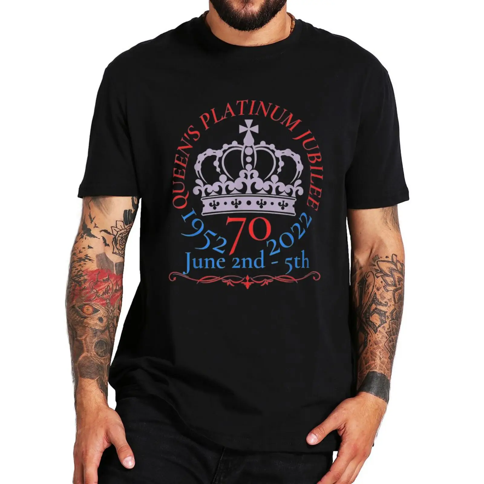 

Queen's Platinum Jubilee 2022 T Shirt Funny Supporter Celebrate Gift Tee Tops EU Size Casual Summer 100% Cotton T-shirt