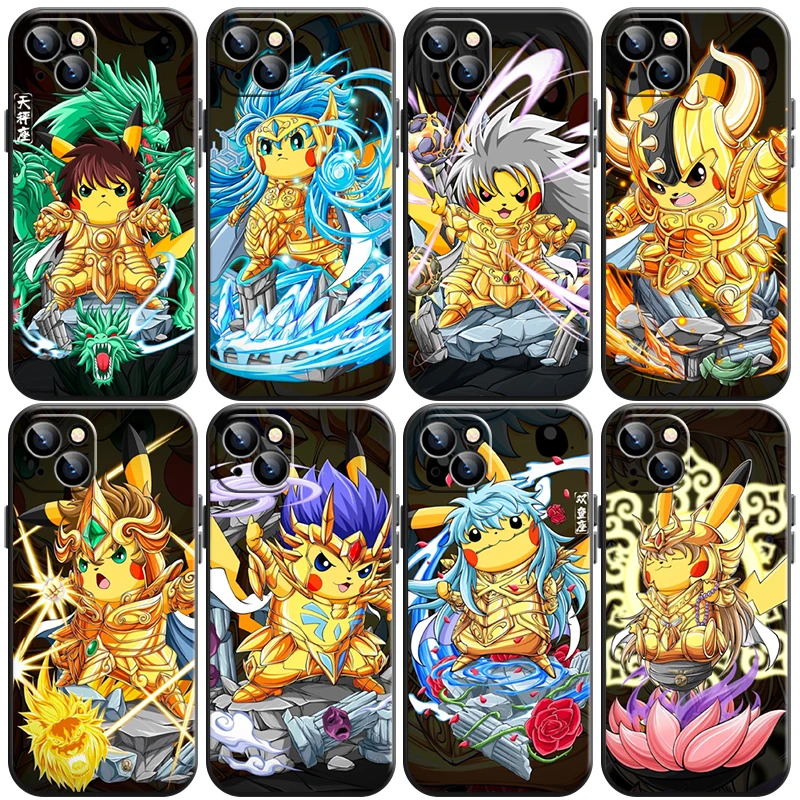 

Pokémon Pikachu Saint Seiya Phone Case For Funda iPhone 11 13 Pro Max 12 Mini X XR XS Max 6 6s 7 8 Plus Soft Liquid Silicon