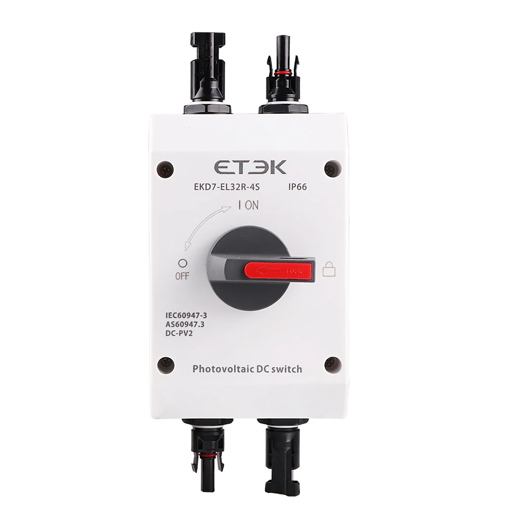 Фото Солнечная система ETEK, переключатель постоянного тока IP66 32A, наружный PV солнечный переключатель 4P 1000V UKPM, Вращающаяся ручка IP66, водонепроницаемый EKD7 №4