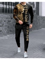 3d printed long sleeved mens sportswear suit round neck sweater jogging pants set 2 piece hip hop men streetwear tracksuits