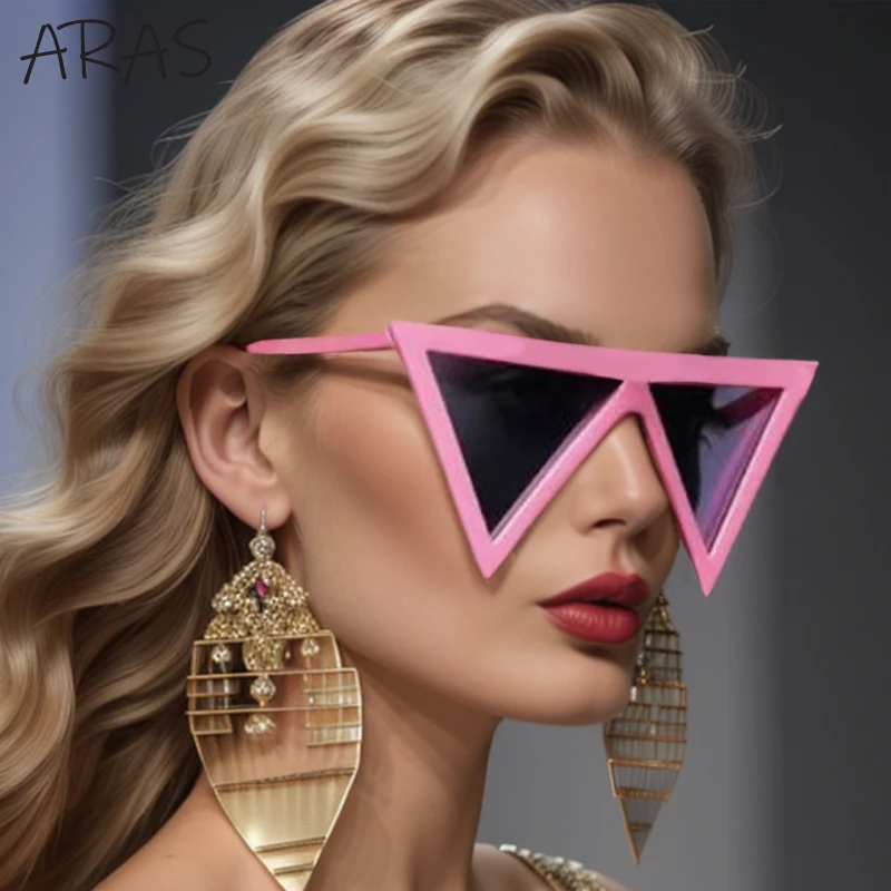 Большие треугольные солнцезащитные очки в стиле панк для женщин большая оправа