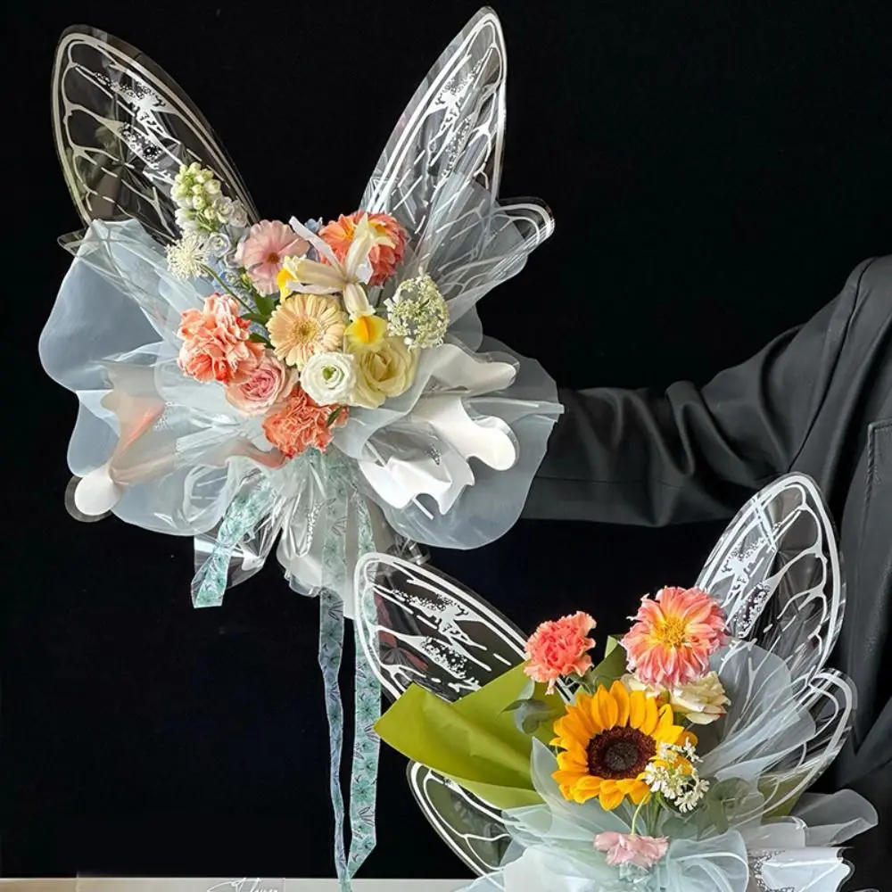 20 компл. прозрачная хрустальная бумага с дизайном бабочки упаковочная для букета